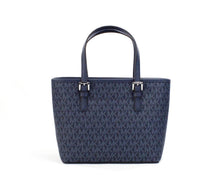 Load image into Gallery viewer, Michael Kors Jet Set Navy PVC Leather XS Carryall Top Zip Tote Bag Purse
