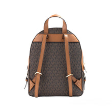 Load image into Gallery viewer, Michael Kors Jaycee Medium Brown Signature PVC Zip Pocket Backpack Bookbag
