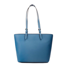 Load image into Gallery viewer, Michael Kors Jet Set Medium Teal Vegan Leather Double Pocket Tote Bag
