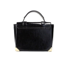 Load image into Gallery viewer, Michael Kors Manhattan Medium Slick Black Leather Top Handle School Satchel Bag
