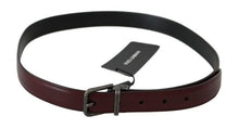 Load image into Gallery viewer, Dolce &amp; Gabbana Men Bordeaux Leather Belt with Gray Brushed Buckle
