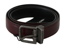Load image into Gallery viewer, Dolce &amp; Gabbana Men Bordeaux Leather Belt with Gray Brushed Buckle
