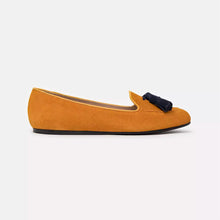 Load image into Gallery viewer, Charles Philip Chic Suede Tassel Moccasins in Ocher Yellow
