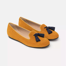 Load image into Gallery viewer, Charles Philip Chic Suede Tassel Moccasins in Ocher Yellow
