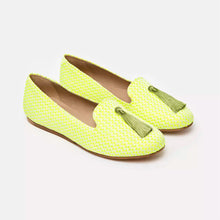 Load image into Gallery viewer, Charles Philip Elegant Yellow Silk Alba Loafers
