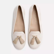 Load image into Gallery viewer, Charles Philip Elegant Beige Silk Tassel Loafers
