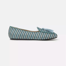 Load image into Gallery viewer, Charles Philip Chic Light Blue Silk Moccasins with Tassel Detail
