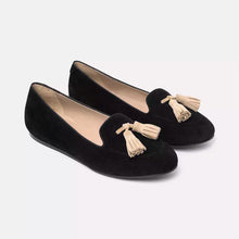 Load image into Gallery viewer, Charles Philip Elegant Black Suede Tassel Moccasins
