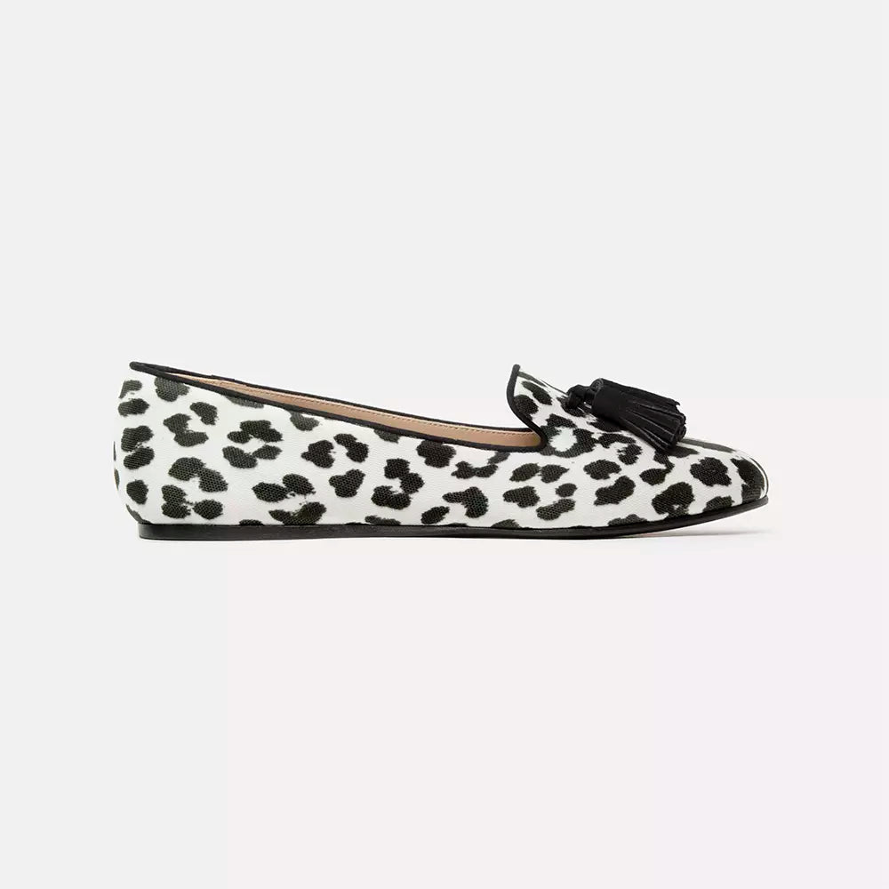 Charles Philip Elegant Silk Leopard Print Loafers