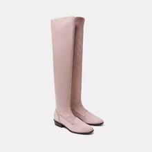 Load image into Gallery viewer, Charles Philip Elegant Beige Suede Leather Knee-High Boots
