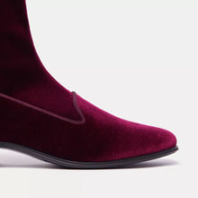 Load image into Gallery viewer, Charles Philip Velvet Ankle Boots in Burgundy Pink
