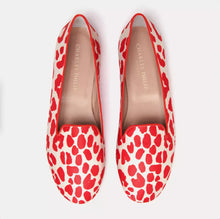 Load image into Gallery viewer, Charles Philip Elegant Red &amp; White Silk Sheila Loafers
