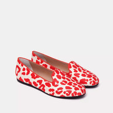 Load image into Gallery viewer, Charles Philip Elegant Red &amp; White Silk Sheila Loafers
