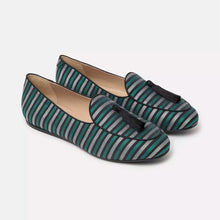 Load image into Gallery viewer, Charles Philip Elegant Striped Silk Loafers with Tassel
