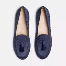 Load image into Gallery viewer, Charles Philip Silk Fabric Tassel Loafers in Erben Blue
