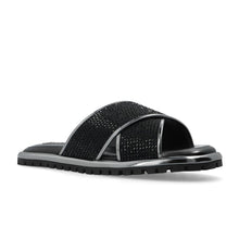 Load image into Gallery viewer, Dolce &amp; Gabbana Black Zircon-Bedecked Leather Slippers
