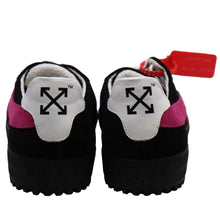 Load image into Gallery viewer, Off-White Sleek Black Suede Sneakers with Fuchsia Arrow Detail
