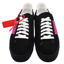 Load image into Gallery viewer, Off-White Sleek Black Suede Sneakers with Fuchsia Arrow Detail
