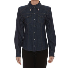 Load image into Gallery viewer, Dolce &amp; Gabbana Elegant Blue Denim Rhinestone Collared Shirt
