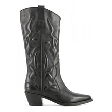 Load image into Gallery viewer, Coral Blue Chic Black Texan Leather Boots with Heel
