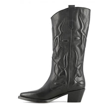 Load image into Gallery viewer, Coral Blue Chic Black Texan Leather Boots with Heel
