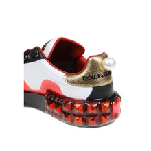 Load image into Gallery viewer, Dolce &amp; Gabbana Elegant Leather Sneakers with Rhinestone Hearts
