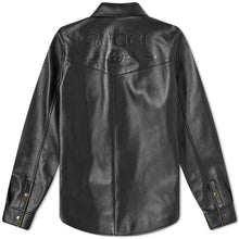 Load image into Gallery viewer, Gucci Vintage-Inspired Luxe Black Leather Shirt Jacket
