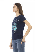 Load image into Gallery viewer, Trussardi Action Elegant Blue Print Tee with Short Sleeves

