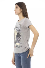 Load image into Gallery viewer, Trussardi Action Chic Gray Round Neck Cotton Tee with Print
