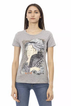 Load image into Gallery viewer, Trussardi Action Chic Gray Round Neck Cotton Tee with Print
