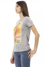 Load image into Gallery viewer, Trussardi Action Chic Gray Cotton Blend Tee with Artistic Print
