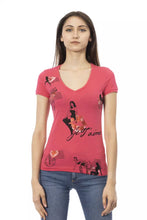 Load image into Gallery viewer, Trussardi Action V-Neck Cotton Blend Tee with Chic Front Print

