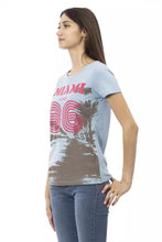 Load image into Gallery viewer, Trussardi Action Elegant Light Blue Tee with Artistic Front Print
