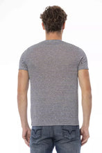 Load image into Gallery viewer, Distretto12 Elegant Blue Linen Blend Crew Neck Tee
