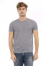 Load image into Gallery viewer, Distretto12 Elegant Blue Linen Blend Crew Neck Tee
