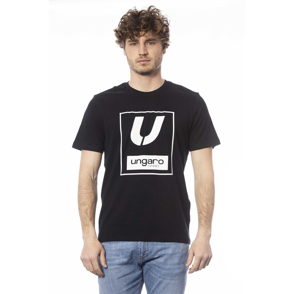 Ungaro Sport Sleek Black Cotton Crew Neck Tee