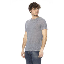 Load image into Gallery viewer, Distretto12 Chic Blue Linen-Viscose Crew Neck Tee
