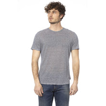 Load image into Gallery viewer, Distretto12 Chic Blue Linen-Viscose Crew Neck Tee
