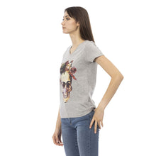 Load image into Gallery viewer, Trussardi Action Elegant Gray V-Neck Tee with Front Print
