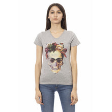 Load image into Gallery viewer, Trussardi Action Elegant Gray V-Neck Tee with Front Print
