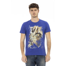 Load image into Gallery viewer, Trussardi Action Sleek Blue Cotton Tee with Unique Front Print
