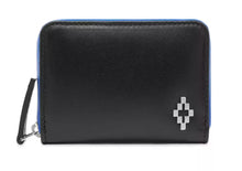Load image into Gallery viewer, Marcelo Burlon Sleek Black Leather Card Holder with Blue Accents
