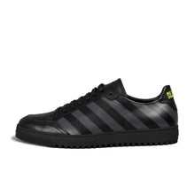 Load image into Gallery viewer, Off-White Stylish Calfskin Sneakers with Iconic Grey Stripes
