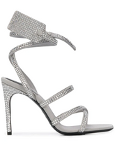 Load image into Gallery viewer, Off-White Dazzling Gray Diamond Buckle Leather Sandals
