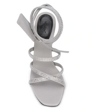 Load image into Gallery viewer, Off-White Dazzling Gray Diamond Buckle Leather Sandals
