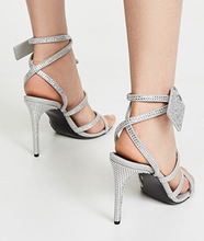 Load image into Gallery viewer, Off-White Dazzling Gray Diamond Buckle Leather Sandals
