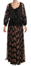 Load image into Gallery viewer, Dolce &amp; Gabbana Elegant Lace Floral Maxi Dress with Polka Dots
