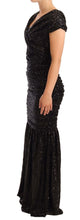 Load image into Gallery viewer, Dolce &amp; Gabbana Elegant Black Sequined Open Shoulder Gown
