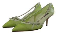 Load image into Gallery viewer, Dolce &amp; Gabbana Enchanting Green Mesh Chain Pumps
