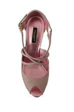 Load image into Gallery viewer, Dolce &amp; Gabbana Pink Glitter Peep Toe High Heels Sandals
